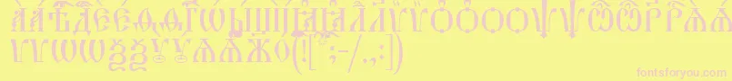 HirmosCapsIeucs-Schriftart – Rosa Schriften auf gelbem Hintergrund