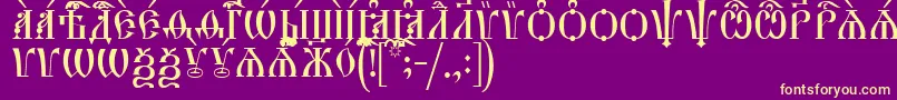 HirmosCapsIeucs-Schriftart – Gelbe Schriften auf violettem Hintergrund