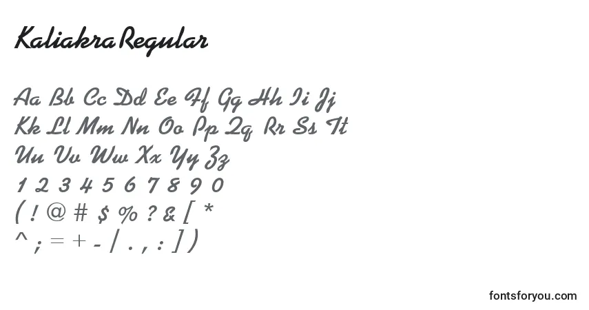 A fonte KaliakraRegular – alfabeto, números, caracteres especiais