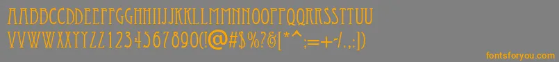 フォントEccentrical – オレンジの文字は灰色の背景にあります。