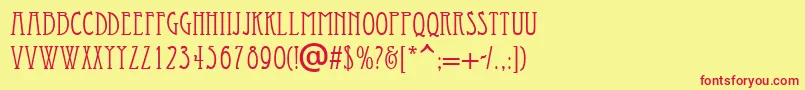 Eccentrical-Schriftart – Rote Schriften auf gelbem Hintergrund