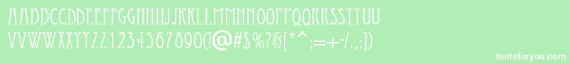 Fonte Eccentrical – fontes brancas em um fundo verde
