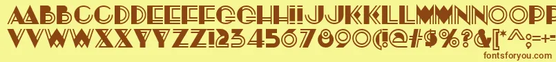 Шрифт KonstruktoDeco – коричневые шрифты на жёлтом фоне