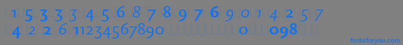 Fonte CharlotteSansOsFiguresLet – fontes azuis em um fundo cinza