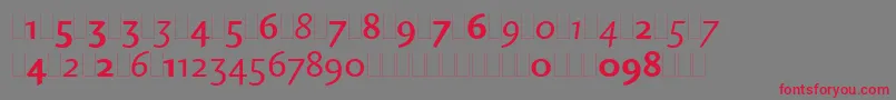 フォントCharlotteSansOsFiguresLet – 赤い文字の灰色の背景