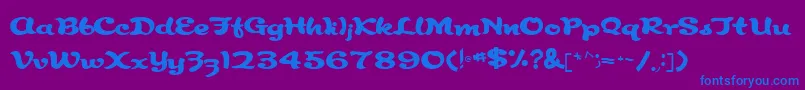 RindeBirthdayRegular-Schriftart – Blaue Schriften auf violettem Hintergrund