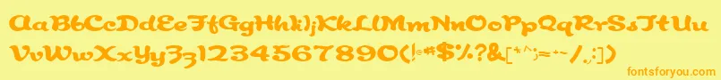 Saiba mais sobre a fonte RindeBirthdayRegular Fonte RindeBirthdayRegular – fontes laranjas em um fundo amarelo