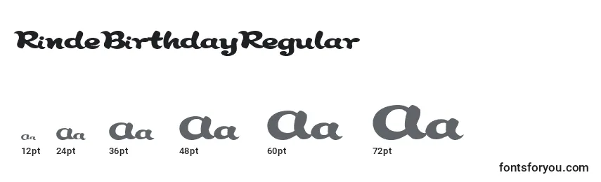 Размеры шрифта RindeBirthdayRegular