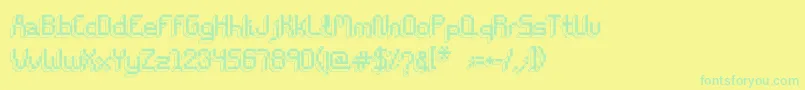 Fonte ChiptunesRegular – fontes verdes em um fundo amarelo