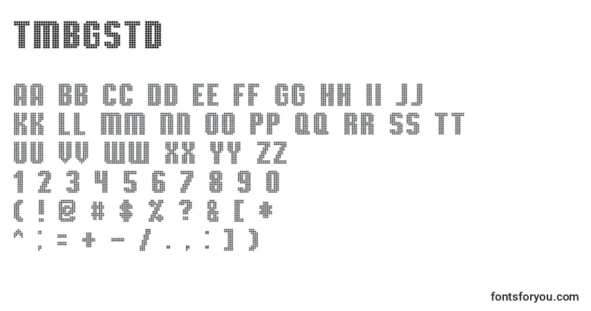 A fonte Tmbgstd – alfabeto, números, caracteres especiais