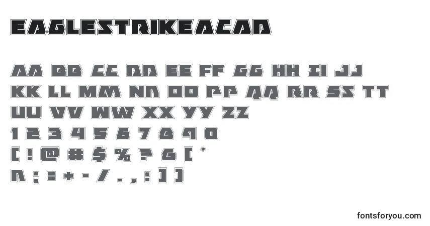 Czcionka Eaglestrikeacad – alfabet, cyfry, specjalne znaki