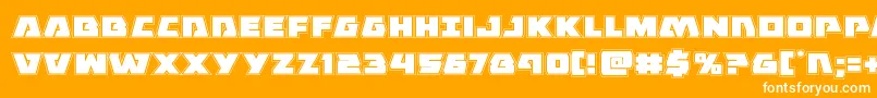 Eaglestrikeacad-Schriftart – Weiße Schriften auf orangefarbenem Hintergrund