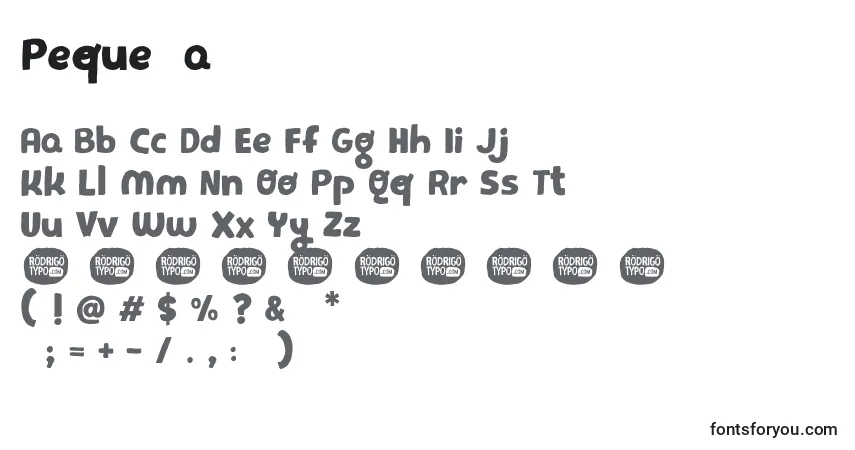 Schriftart PequeРґa – Alphabet, Zahlen, spezielle Symbole