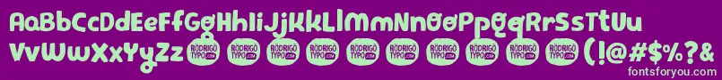 PequeРґa Font – Green Fonts on Purple Background