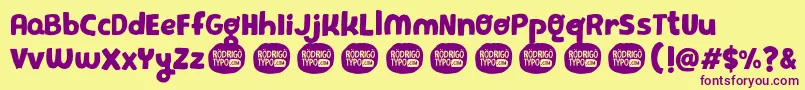 PequeРґa Font – Purple Fonts on Yellow Background