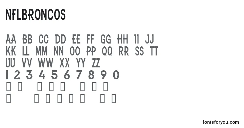Schriftart NflBroncos – Alphabet, Zahlen, spezielle Symbole