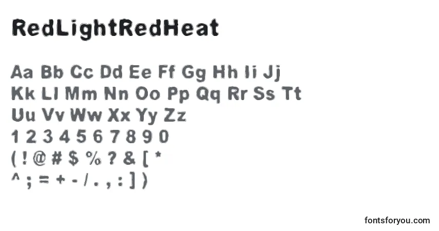 A fonte RedLightRedHeat – alfabeto, números, caracteres especiais