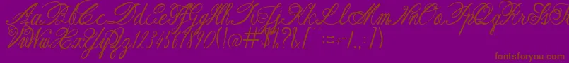 AustieBostRestOfOurLives-Schriftart – Braune Schriften auf violettem Hintergrund