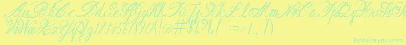 AustieBostRestOfOurLives-Schriftart – Grüne Schriften auf gelbem Hintergrund
