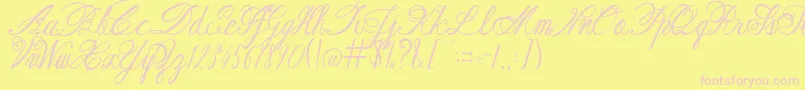 AustieBostRestOfOurLives-fontti – vaaleanpunaiset fontit keltaisella taustalla