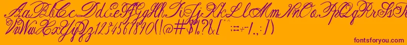 AustieBostRestOfOurLives-Schriftart – Violette Schriften auf orangefarbenem Hintergrund