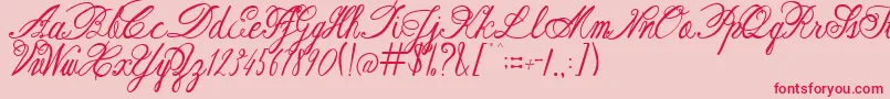 Fonte AustieBostRestOfOurLives – fontes vermelhas em um fundo rosa