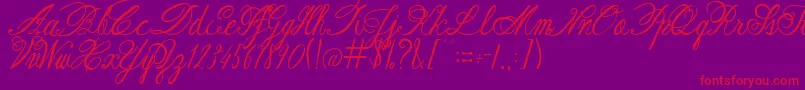 AustieBostRestOfOurLives-Schriftart – Rote Schriften auf violettem Hintergrund