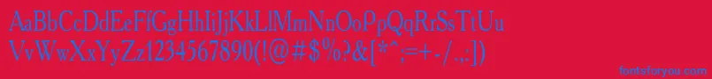 AcademyCondensed Font – Blue Fonts on Red Background
