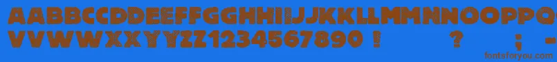 フォントFreeThinkingsMurder – 茶色の文字が青い背景にあります。