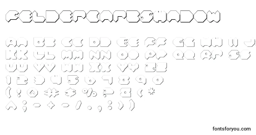 Czcionka FeldercarbShadow – alfabet, cyfry, specjalne znaki