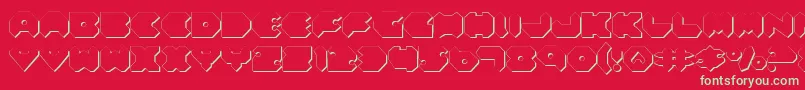 FeldercarbShadow-Schriftart – Grüne Schriften auf rotem Hintergrund