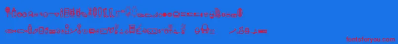 DingpartmentStore-Schriftart – Rote Schriften auf blauem Hintergrund