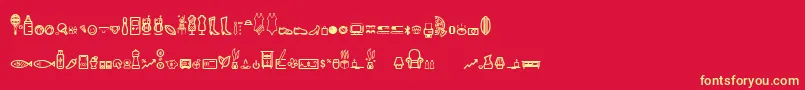 DingpartmentStore-Schriftart – Gelbe Schriften auf rotem Hintergrund
