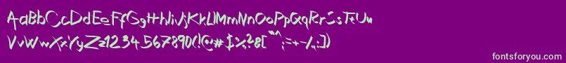 フォントXaligraphy – 紫の背景に緑のフォント