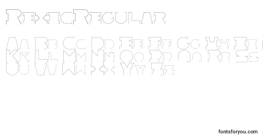 Schriftart RexicRegular – Alphabet, Zahlen, spezielle Symbole