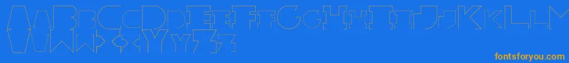 フォントRexicRegular – オレンジ色の文字が青い背景にあります。