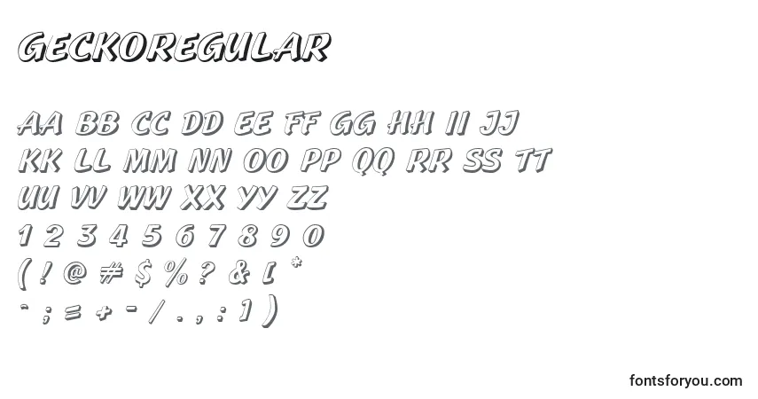 Schriftart GeckoRegular – Alphabet, Zahlen, spezielle Symbole