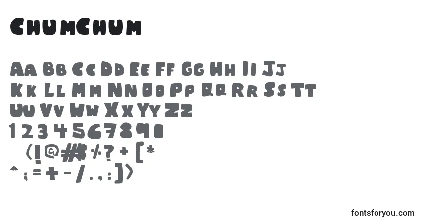 A fonte ChumChum – alfabeto, números, caracteres especiais