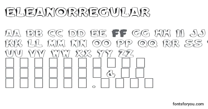 A fonte EleanorRegular – alfabeto, números, caracteres especiais
