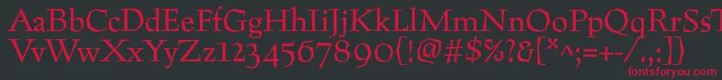 フォントPreissigtext – 黒い背景に赤い文字