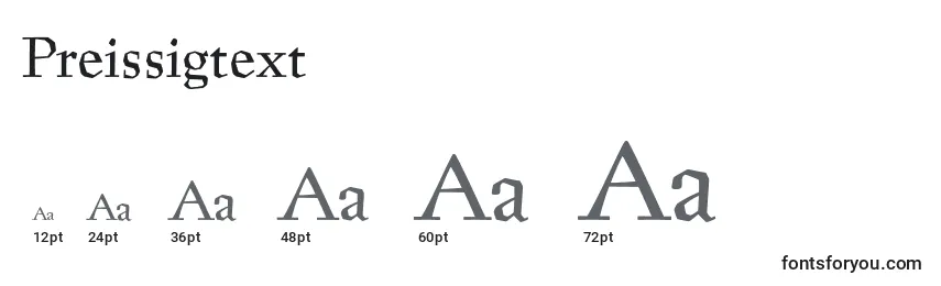 Размеры шрифта Preissigtext
