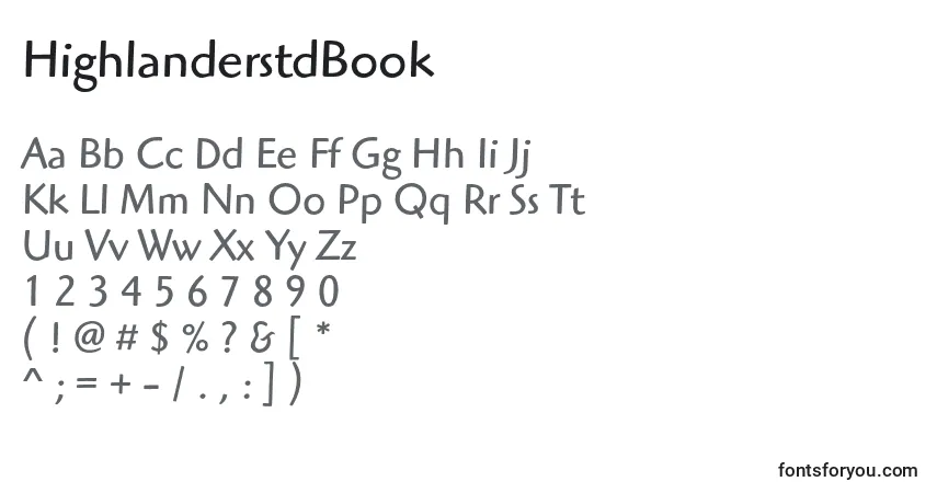 Czcionka HighlanderstdBook – alfabet, cyfry, specjalne znaki