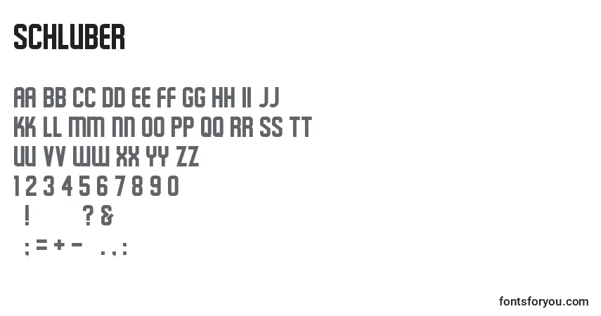 Czcionka Schluber (41522) – alfabet, cyfry, specjalne znaki