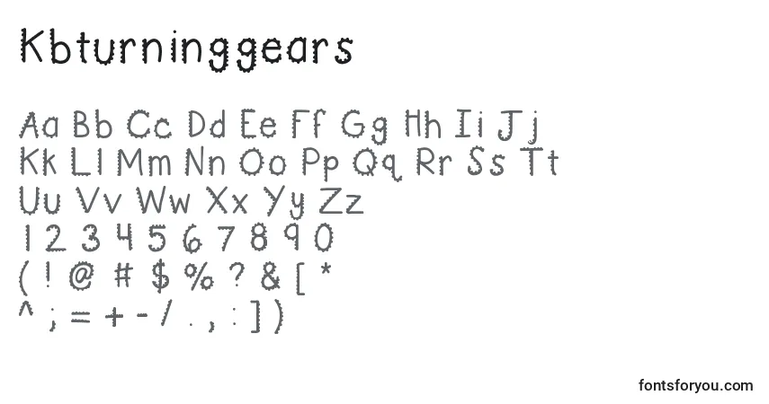 Czcionka Kbturninggears – alfabet, cyfry, specjalne znaki