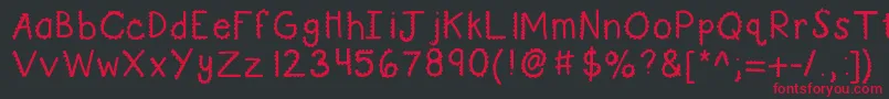 フォントKbturninggears – 黒い背景に赤い文字