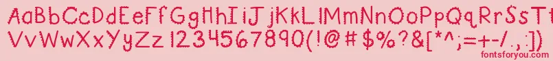 フォントKbturninggears – ピンクの背景に赤い文字