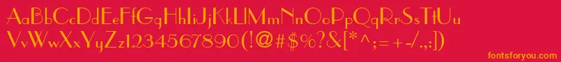 ParisianLt-Schriftart – Orangefarbene Schriften auf rotem Hintergrund