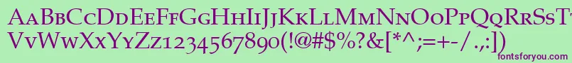 フォントCriteriaOldstyleSsiSmallCaps – 緑の背景に紫のフォント