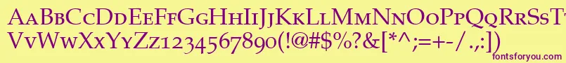 Шрифт CriteriaOldstyleSsiSmallCaps – фиолетовые шрифты на жёлтом фоне