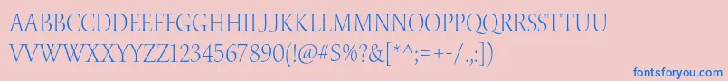 Fonte WaterstitlingproLtscn – fontes azuis em um fundo rosa
